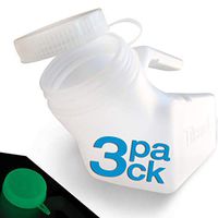 Urinals for Men Glow in The Dark Lid by Tilcare (3 Pack) - 32oz/1000mL Thick Plastic Mens Bedpan Bottle with Screw-on Lid - Spill Proof Urinary Chamber - Male Portable Travel Pee Bottles
