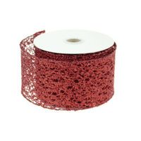 Metallic Wired Weave Glitter Christmas Gift Wrapping Ribbon 2.5" x 10 yards (Red)