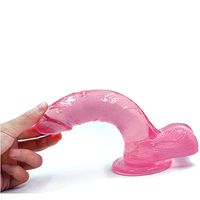 Real Feeling 7.48-Inch High-Quality Women Mǎssǎge Toys Pink Transparent Lifelike Dî'ldɔ Hands Free with Suction Cup Bǔtt Plug