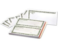 Pack of 100, Solid 3 Part Gift Certificates w/Envelope 8-1/2"x 3-1/2" Made In USA