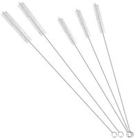 GFDesign Drinking Straw Cleaning Brushes Set Pipe Tube Cleaner Nylon Bristles Stainless Steel Handle 10" 12" Extra Long 10mm 12mm Extra Wide Diameter - Set of 5