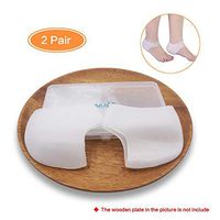 Revival.Dr Two Pair Heel Cushion, Silicone Gel Heel Protectors/Heel Sleeves - Heel Pads Cushion with Breathable Design, Heel spur Relief, Reduce Pains of Plantar Fasciitis (White)