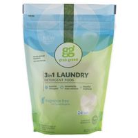 Grab Green Natural 3-in-1 Laundry Detergent Pods, Fragrance Free, 24 Loads, 3 pack, 72 Pods Total!