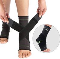 JUPITER Foot Sleeve (Pair) with Compression Wrap, Ankle Brace for Arch, Ankle Support, Football, Basketball, Volleyball, Running, for Sprained Foot, Tendonitis, Plantar Fasciitis