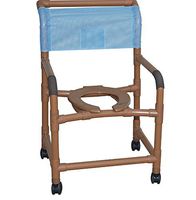 MJM International WT122-3TW Wood Tone Wide Shower Chair, 375 oz Capacity, Royal Blue/Forest Green/Mauve/Tan