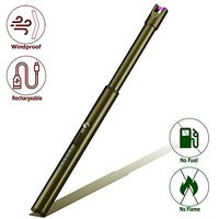 Elite Brands USA Plasma Arc Trendy Long Neck Rechargeable Windproof USB Lighter, Ideal for Gas Stove Candle Fireplace Kitchen Grills BBQ, Flameless Without Butane, Electric Beam Lighter (Brown)