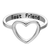 Meolin Hollow Heart-shaped Rings Best Friend Finger Ring For Women,Zinc Alloy,Size8