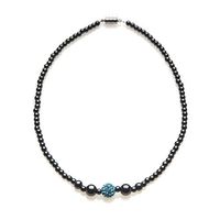 Blue Crystal Ball Magnetic Therapy Necklace 18"