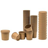 Paper Soup and Ice Cream Cups, with Ventilation lids, for Hot or Cold Food, Party Supplies Treat Cup (50 Count, Kraft) (12 oz)