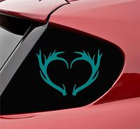Slap-Art Heart Deer Antler Vinyl Decal Sticker (Teal)