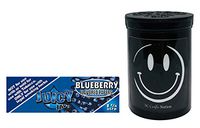 Herb Airtight Container Fresh Kettle with Juicy Jay's Blueberry 1.25 Flavored Hemp Rolling Papers 1 Count DC Crafts Nation- Happy Face