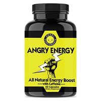 Angry Energy Caffeine Capsules by Angry Supplements, All Natural Non-GMO Energy Booster, Increase Stamina & Focus, Mind & Body Health (1-Bottle)