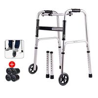 Lqdpdd Lightweight Folding Four Wheel Rollator Walker with Padded Seat, Front Wheeled Walker Folding Deluxe with Sitting Board and Wheels Non-Slip Mat Storage Bags Adjustable Height,B