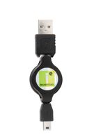 Mizco iessentials Retractable Data/Charging Cable, Mini USB to USB (Black)