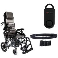 Karman VIP-515 Aluminum Lightweight Transport Wheelchair, Upgraded to Elevating Legrests, 18"W X 16"D Seat, Adjustable Armrests & Free 130 dB Black Personal Safety Alarm/Siren! + Black Seatbelt!