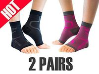 Thirty48 Plantar Fasciitis Socks, 20-30 mmHg Foot Compression Sleeves for Ankle/Heel Support, Increase Blood Circulation, Relieve Arch Pain, Reduce Foot Swelling (Black & Pink (2 Pairs), Large)