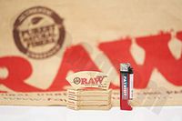 Bundle - 6 Items - 5 Packs(32 Tips Per Pack) Of AUTHENTIC Raw Rolling Paper Perfecto Cone Tips And Patriot Lighter