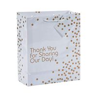 Fun Express - Med Gold Wedding Dot Gift Bags for Wedding - Party Supplies - Bags - Paper Gift W & Handles - Wedding - 12 Pieces