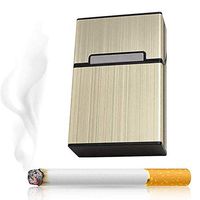 COPYLOVE Aluminum Metal Cigar Cigarette Box, Light Aluminum Cigarette Tobacco Holder Aluminum Pocket Box Container (Luxury Golden)