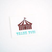 Circus Tent Thank You Labels by Once Upon Supplies, Rectangle Stickers for Circus Themed Birthday Parties, White, 2-5/8 Inches x 2 Inches, 60 Labels