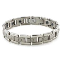 Payless Outlet Titanium Satin/High Polish Screw Accent Magnetic Bracelet 8.5"