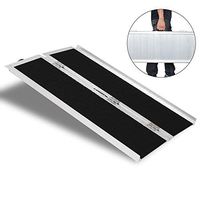 Simply-Me Folding Wheelchair Ramp 4 Ft Non-Slip Home Corridor Ramp Lightweight Aluminum Alloy Threshold Ramp for Steps Stairs Scooter Bike,with Handle