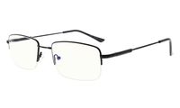 Eyekepper Half-Rim Reading Glasses-Blue Light Blocking-Reduced Eye Strain-Memory Computer Glasses Titanium Readers Men, Transparent Lenses (Black,+3.50)
