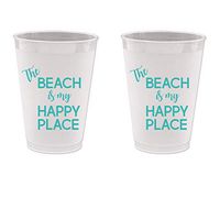 The Beach is My Happy Place, Beach Vacation Frost Flex Plastic Cups (10 cups)