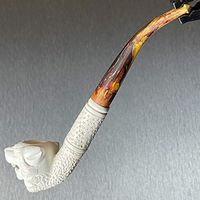 Wild Tiger 3/4 Bend Meerschaum Churchwarden Pipe Paykoc M0901