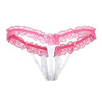 TIFENNY Fashion Delicate Panty for Women Translucent Underwear Sheer Lace Pearl Decor Lace Sexy Underpant Thong