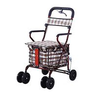 Rollator, Foldable with Storage Bag Adjustable Independent Brake Humanized Design Elderly Walker Rehabilitation Training (Color : A)