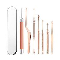Ear Wax Removal with Storage Box 3 Pcs Stainless Steel Ear Spoon Ear Picking Tool with LED Light Suitable for Baby Child Or Adult,Rose Gold