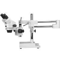 AmScope SM-4B Professional Binocular Stereo Zoom Microscope, WH10x Eyepieces, 7X-45X Magnification, 0.7X-4.5X Zoom Objective, Double-Arm Boom Stand