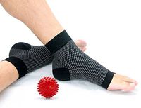 Plantar Fasciitis Sleeves (1 Pair) and Hard Spikey Massage Ball (Black, Large)