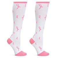 Nurse Mates 2 Pair Per Pack Compression Trouser Sock (Pink Ribbon White)