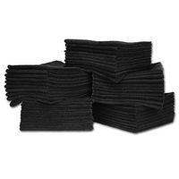 16" x 16" Economy All Purpose Microfiber Towels - 50 Pack | Large | No Fraying | High Density Microfiber | Chemical Free Cleaner | Long-Lasting (Black)