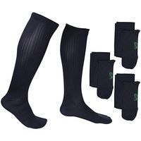 3 Pair EvoNation Men's USA Made Graduated Compression Socks 20-30 mmHg Firm Pressure Medical Quality Knee High Orthopedic Support Stockings Hose - Best Comfort, Circulation, Travel (Large, Navy Blue)