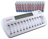 TN160 12-Bay AA/AAA NiMH/NiCD LCD Charger + 24 AAA Premium NiMH Rechargeable Batteries