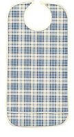 4 Pack Adult Vinyl Adult Bibs with Crumb Catcher - Premium (4 Blue Plaid)