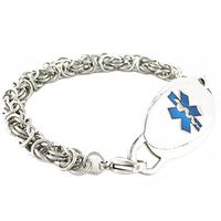 Medical Alert Bracelet for Men | Free Laser Engraving | Waterproof Stainless Steel | Blue, 8.5 inches | Bali