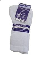Diabetic Cotton Natural Blend Circulatory Crew Socks 3 Pack (9-11, White)