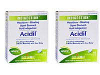 Boiron Acidil - Indigestion -Upset Stomach - Heartburn - Homeopathic - 60 Quick Dissolving Tablets (Pack of 2)