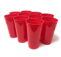 CSBD Stadium 32 oz. Plastic Cups, 10 Pack, Blank Reusable Drink Tumblers for Parties, Events, Marketing, Weddings, DIY Projects or BBQ Picnics, No BPA (Red)