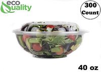40oz Salad Bowls To-Go with Lids (300 Count) - Clear Plastic Disposable Salad Containers | Airtight, Lunch, Salads, Parfait, Fruits, Leak Proof, Airtight, Fresh, Meal Prep | Rose Bowl Container (40oz)