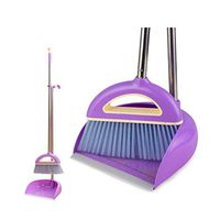 Jingyuan Broom Dustpan Set Extra Long 38 inches 49 inches Handle-Broom and Dustpan Upright,Lies Tightly On Floor-Commercial Broom Set for Home, Lobby, Shop, Garage,Schools,Churches,Hotel,Bars