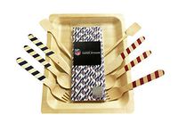 Perfect Stix Game Day 24-Giants Tailgate Party Pack, 24 Pack Flexible Paper Straws, 24 Count Cutlery Set with Giants Colors, 24 Count 10" Wooden Plates, 24 Pack 6" Cocktail Stirrers (Pack of 96)