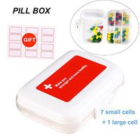 Small Pill Organizer Pill Box  for  Purse Double-decked 8-Compartment Travel Waterproof Pill Case with Large Compartment to Hold Vitamins, Cod Liver Oil, Supplements and Medication