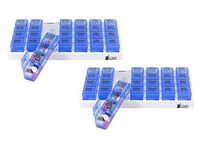 GMS 4x/Day Weekly Pill Organizer with Transparent Blue Removable Daily Pill Boxes in White Tray (2 pack)