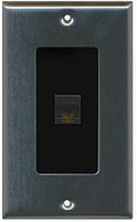 RiteAV Decorative 1 Gang 1 Port Cat6 Wall Plate - Stainless/Black - Bracket Included