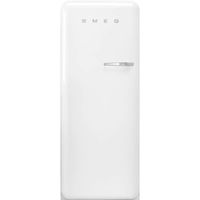 Smeg FAB28ULWH3 50's Retro Style Aesthetic 24" 50'S Style Refrigerator With Ice Compartment, White, Left Hand Hinge